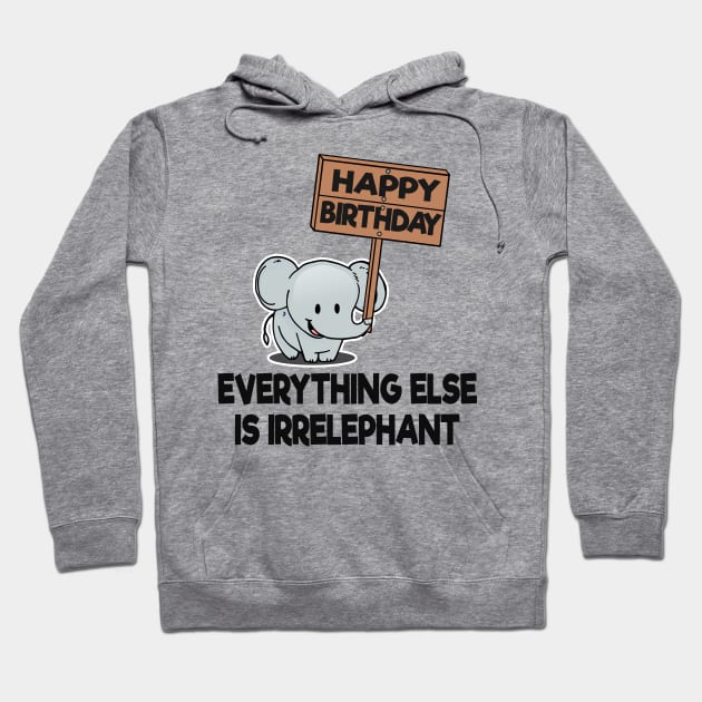 Funny Cute Elephant Birhday Bday Gift Present Child Kids Hoodie by Kuehni